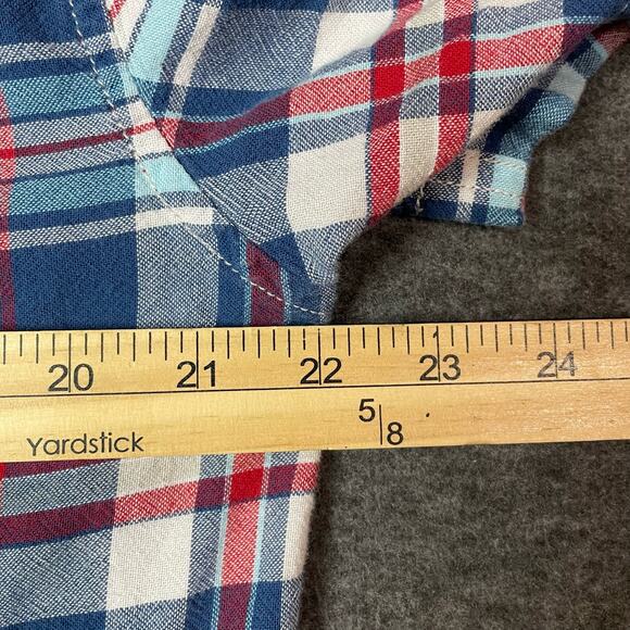 American Eagle Men’s Size L Slim Fit Short Sleeve Button Down Red White Blue - Picture 6 of 7